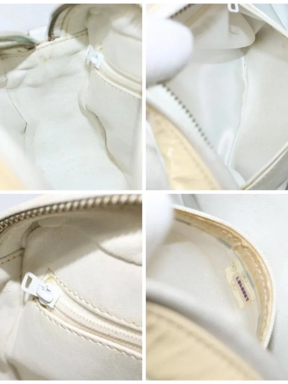 CHANEL Chain Shoulder Bag Patent leather Beige Gold CC Auth ka3145